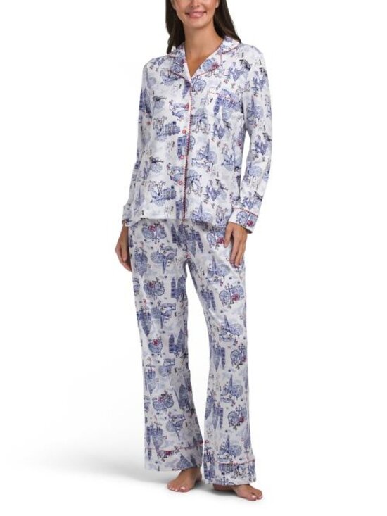 Cath Kidston Other - CATH KIDSTON 2pc London Toile Long Sleeve Notch Collar Pajama Set